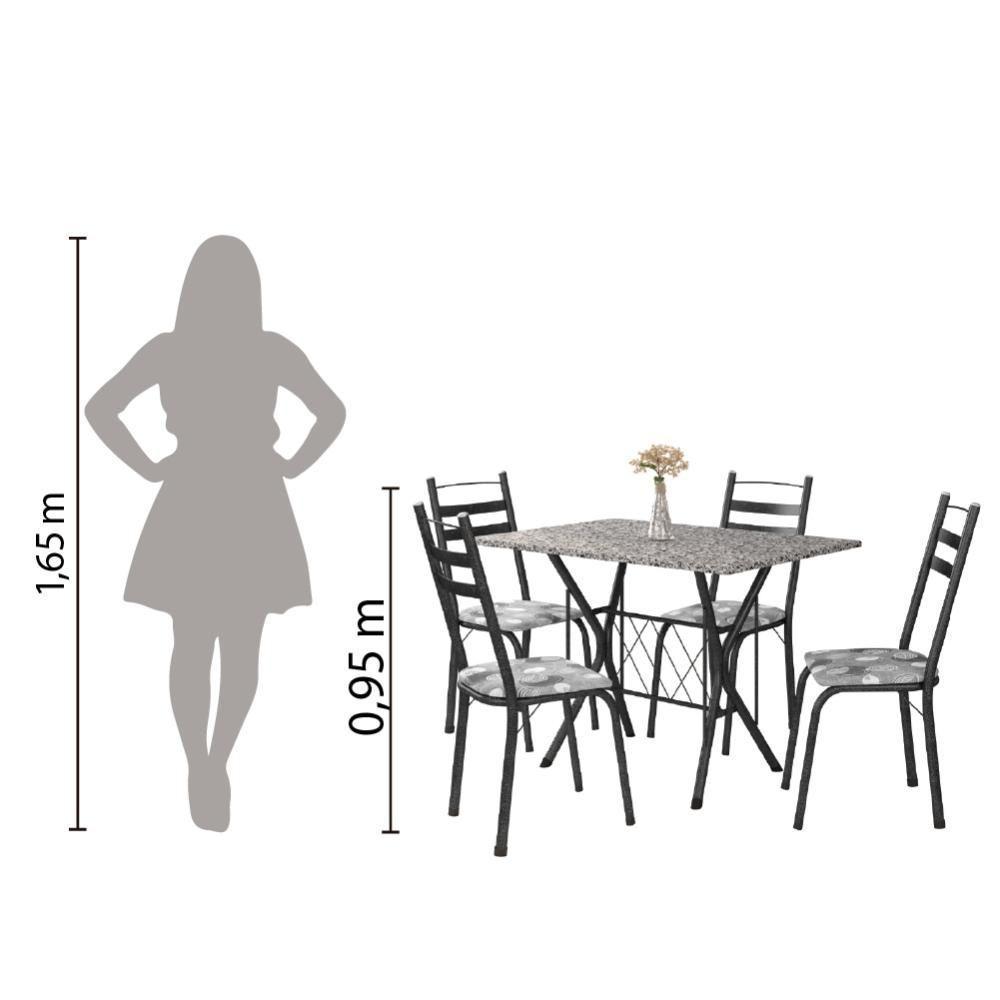 Conjunto De Mesa Itália New Com 4 Cadeiras 1,00m Artefamol Dark/granito Craquelado Dark - 2