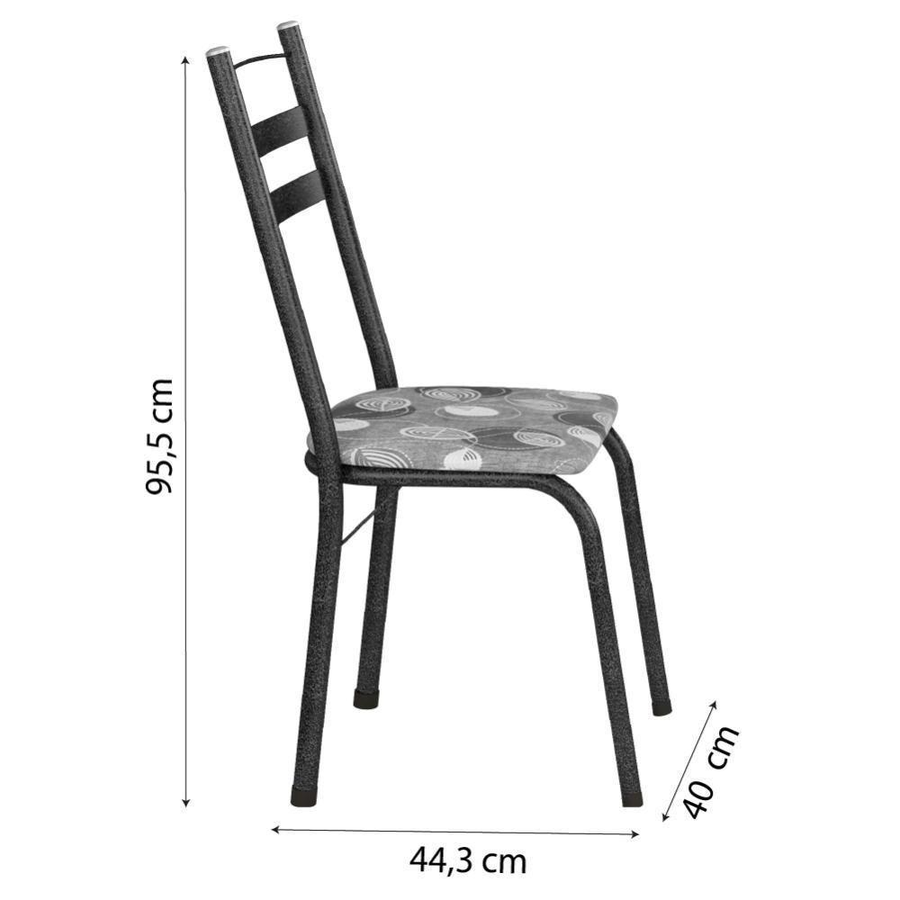 Conjunto De Mesa Itália New Com 4 Cadeiras 1,00m Artefamol Dark/granito Craquelado Dark - 4