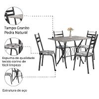 Conjunto De Mesa Itália New Com 4 Cadeiras 1,00m Artefamol Dark/granito Craquelado Dark - 3
