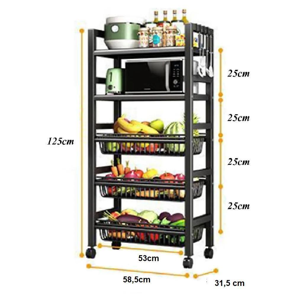 Suporte Microondas Bebedoouro Estante 5 Prateleiras Carrinho Organizador Rack Portatil 5 Andares - 8