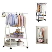 Guarda Roupa Suporte Organizador Cabideiro Portatil 2 Prateleiras Arara Carrinho Sapateira Preto - 2