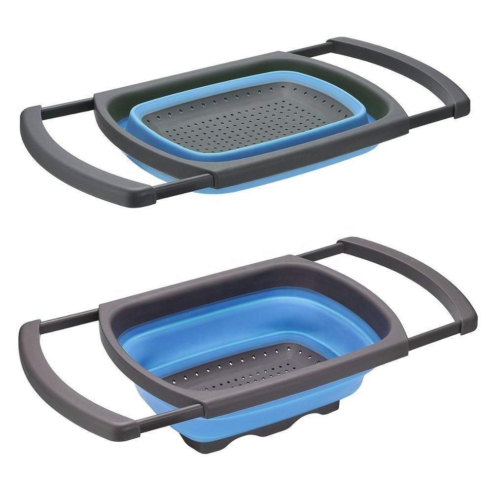 Escorredor Massas E Macarrao Com Alca Retratil Pia Silicone Legumes Frutas Ajustavel Verde - 8