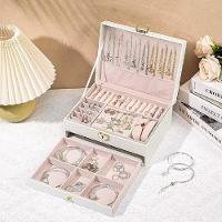 Maleta Organizador Joias Com Gaveta Portatil 2 Andares Brincos Aneis Relogio Viagem Luxo Branco - 5