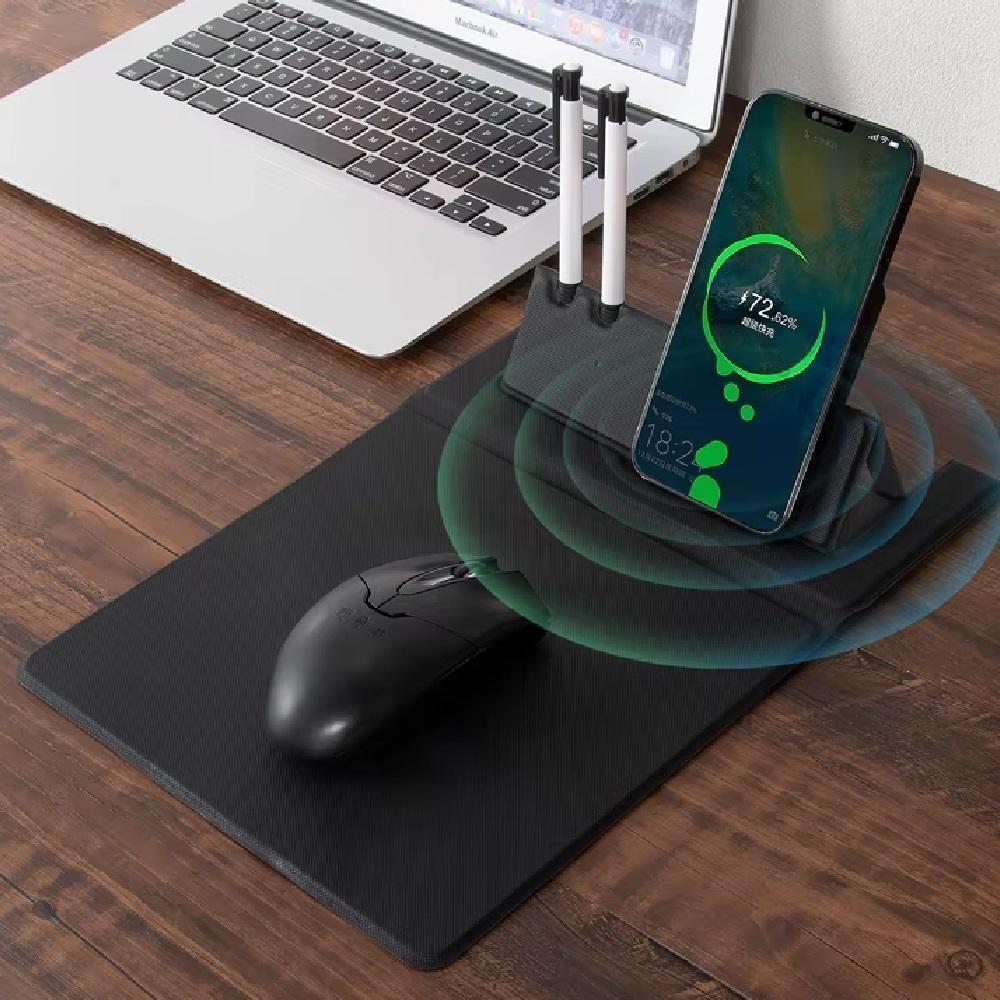 Carregador Celular Inducao Sem Fio Escritorio 3 Em 1 Mousepad Wireless Base Mouse Pad Gamer - 2
