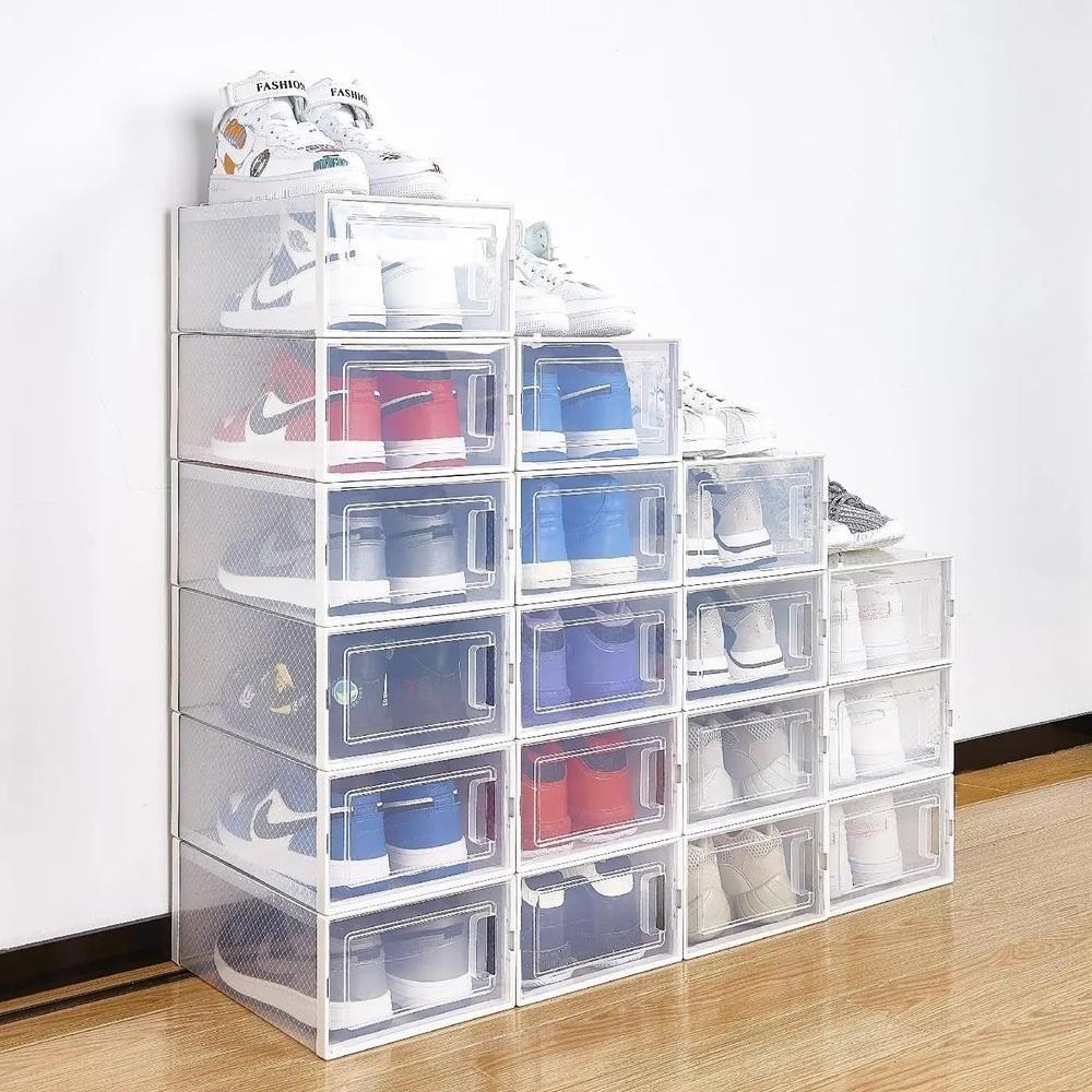 Kit 6 Caixa Sapateira Empilhavel Organizador Dobravel Guarda Roupa Sapatos Tenis Box Quarto Closet Rosa - 6