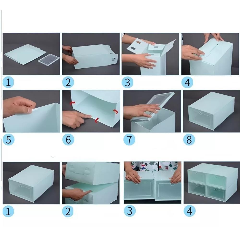 Kit 6 Caixa Sapateira Empilhavel Organizador Dobravel Guarda Roupa Sapatos Tenis Box Quarto Closet Rosa - 8