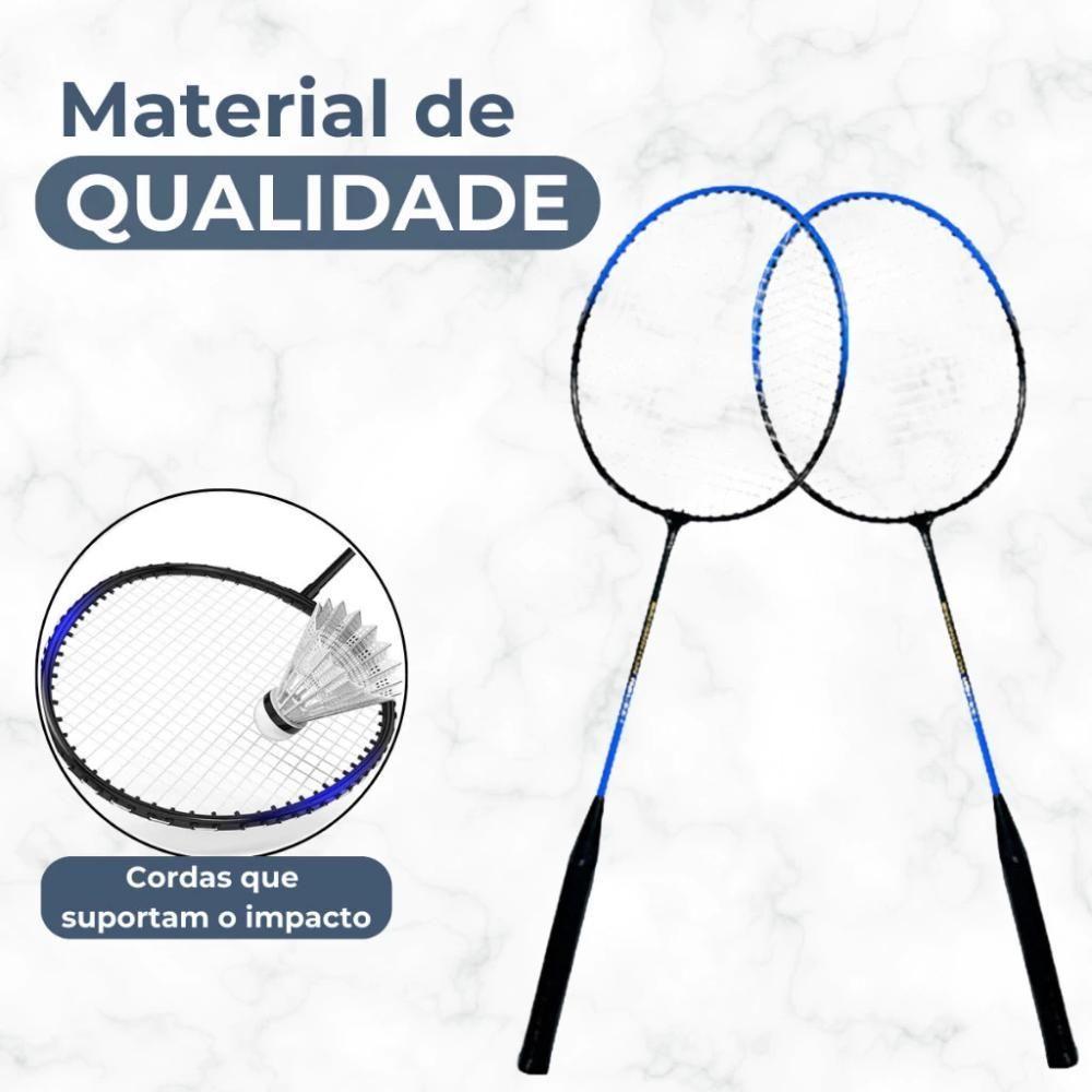 Kit Badminton 2 Raquetes Peteca Jogo Frescobol Raqueteira Esporte Com Bolsa Transporte - 9