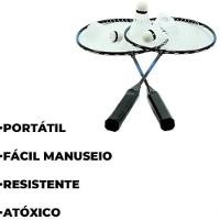 Kit Badminton 2 Raquetes Peteca Jogo Frescobol Raqueteira Esporte Com Bolsa Transporte - 8