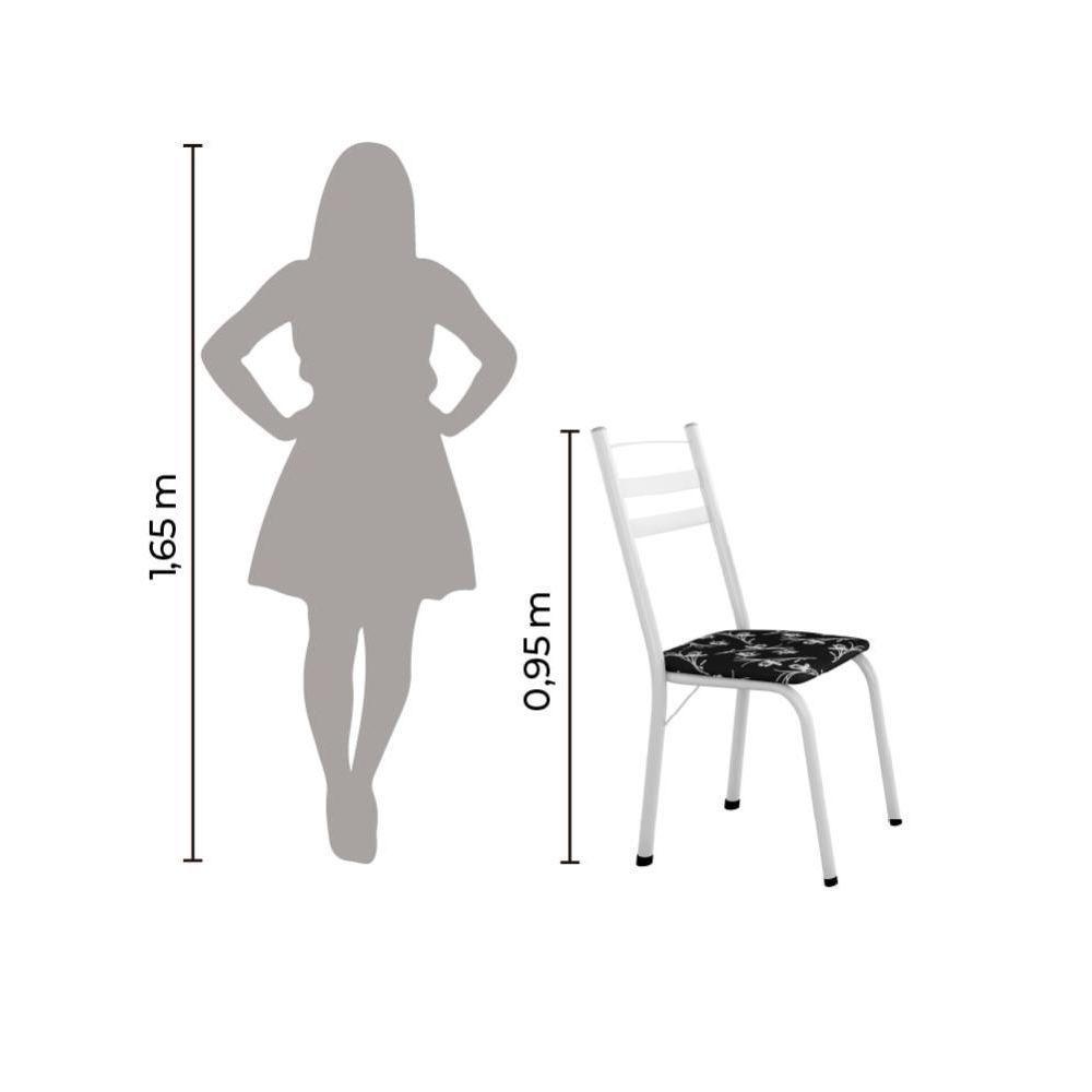 Conjunto Com 4 Cadeiras Tubular Itália Artefamol Branco Branco / Floral Preto - 2