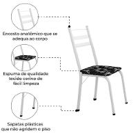Conjunto Com 4 Cadeiras Tubular Itália Artefamol Branco Branco / Floral Preto - 3