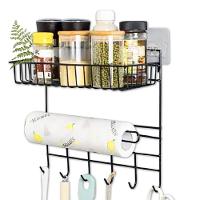 Suporte Organizador Parede Cozinha Metal Prateleira Porta Papel Toalha Duplo Ganchos Multiuso - 1