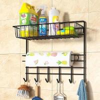 Suporte Organizador Parede Cozinha Metal Prateleira Porta Papel Toalha Duplo Ganchos Multiuso - 3