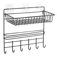 Suporte Organizador Parede Cozinha Metal Prateleira Porta Papel Toalha Duplo Ganchos Multiuso - 5