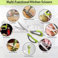 Tesoura Culinaria Profissional Multifuncoes 6 Em 1 Faca Descasca Corta Quebra Nozes Abre Garrafa Em - 8