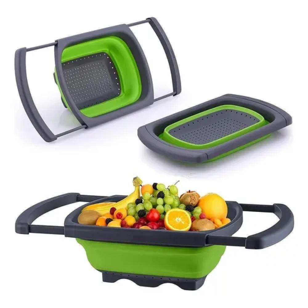 Escorredor Retratil Silicone Alca Ajustavel Massas Macarrao Legumes Frutas Pia Cozinha Multiuso - 1