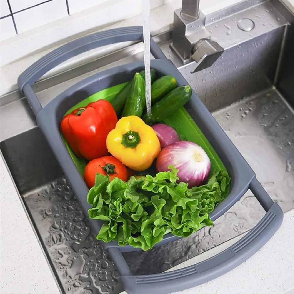 Escorredor Retratil Silicone Alca Ajustavel Massas Macarrao Legumes Frutas Pia Cozinha Multiuso - 7