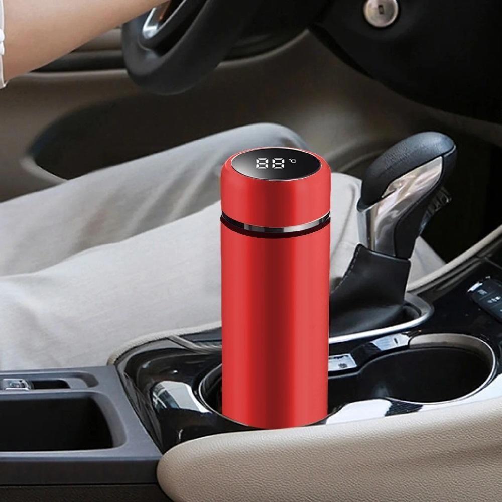 Garrafa Termica Inox 480ml Com Display Lcd Termometro Copo Termico Medidor Temperatura Vermelho Luxo - 5