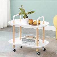 Mesa Auxiliar Lateral Madeira Carrinho Organizador Multiuso 2 Prateleiras Sacada Churrasqueira Sala