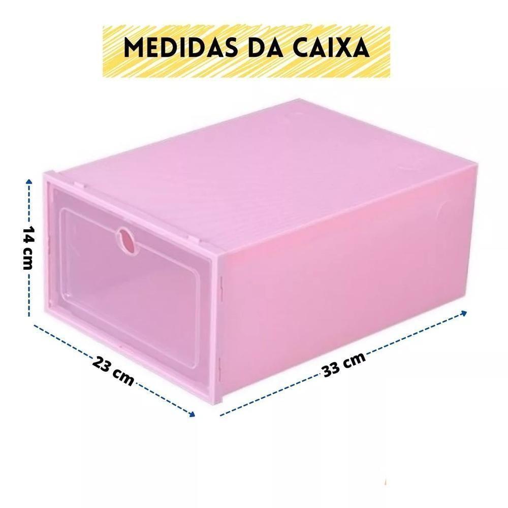 Kit Conjunto 6 Caixas Transparentes Modular Armazenamento Calçados Armario Organiza Closet Quarto - 6