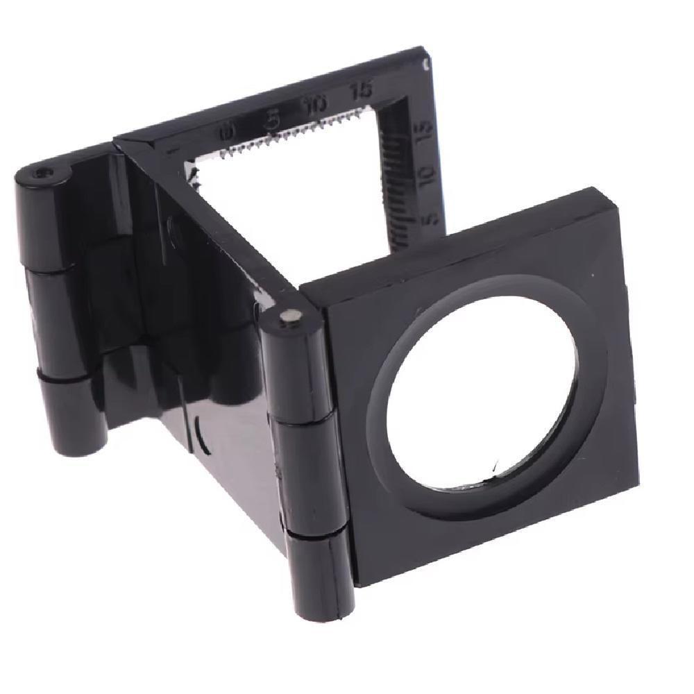 Lupa Conta Fios 10x Mini Mesa Bancada Suporte Dobravel Lente Optica 28mm Com Escala Profissional - 5