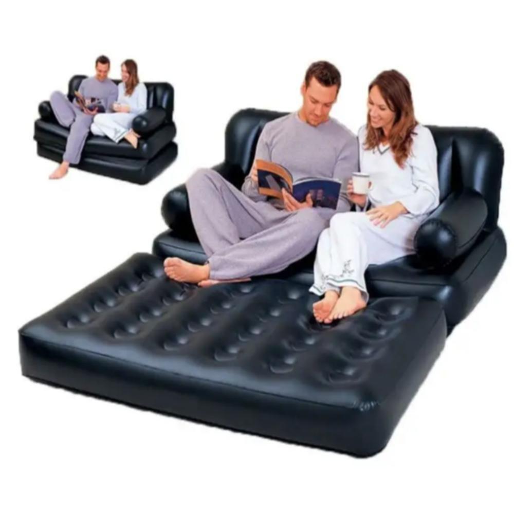 Sofa Cama Casal Inflavel 5 Em 1 Multifuncional Poltrona Dupla 300kg Reclinavel Sala Quarto Viagem - 2