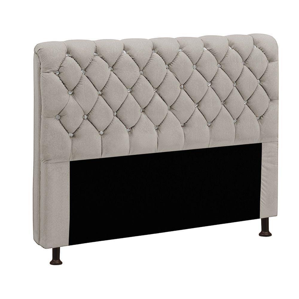 Cabeceira Para Cama Casal Box 140 Cm Fernanda Veludo Marfim Marfim - 1
