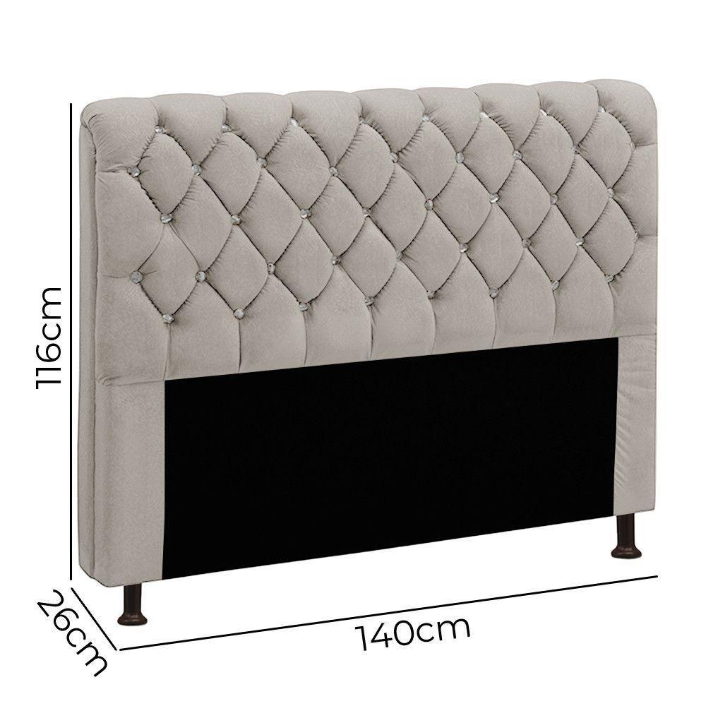 Cabeceira Para Cama Casal Box 140 Cm Fernanda Veludo Marfim Marfim - 5