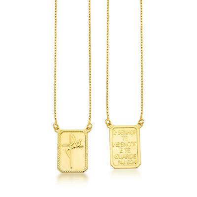 Escapulário Fé eNossa Senhora Aparecida Banhada A Ouro 18k 70cm