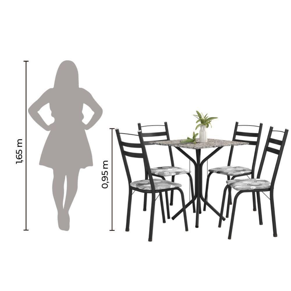 Conjunto De Mesa Thais 0,70M Com 4 Cadeiras Artefamol Granito / Dark Craquelado Dark - 2