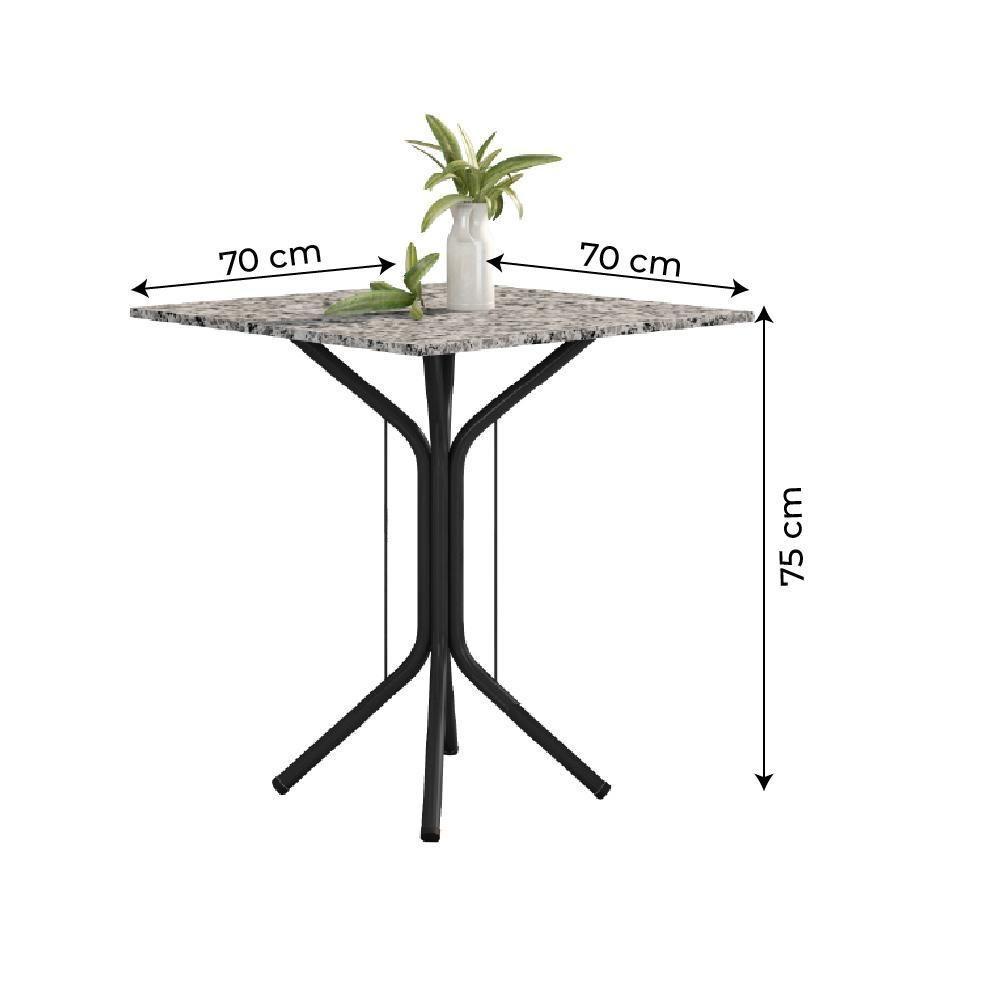 Conjunto De Mesa Thais 0,70M Com 4 Cadeiras Artefamol Granito / Dark Craquelado Dark - 6