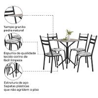 Conjunto De Mesa Thais 0,70M Com 4 Cadeiras Artefamol Granito / Dark Craquelado Dark - 3