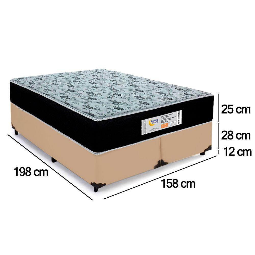 Cama Box Queen Bipartido Sintético + Colchão Molas Ensacadas Sereneprime Sonnolux 158x198x65 Cor:bege - 4
