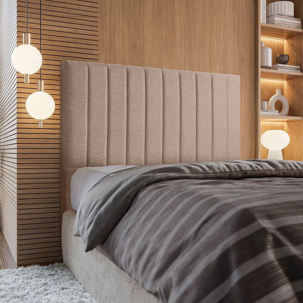Cabeceira Estofada Bella Solteiro 90cm Linho Cinza - Shop Linho Creme - 2
