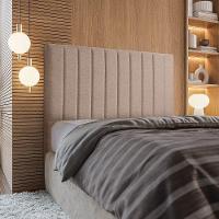 Cabeceira Estofada Bella Solteiro 90cm Linho Cinza - Shop Linho Creme - 2