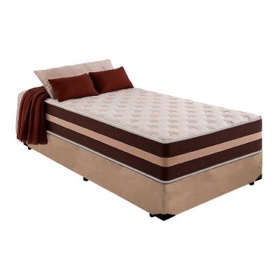 Cama Box Solteiro 88 Suede Bege Com Colchão Little Angel Mola Superlastic 62x88x188cm