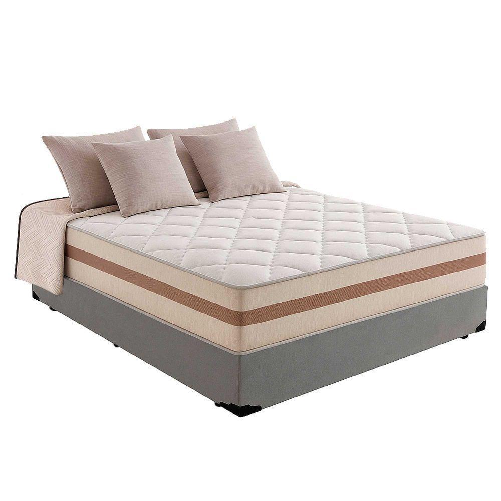 Cama Box Casal 138 Suede Cinza Com Colchão Pillow Angel Molas Ensacadas 62x138x188 - 1