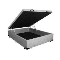 Cama Box Baú Casal 138 Suede Cinza Com Colchão Alegro Espuma D28 Cinza 58x138x188 - 2