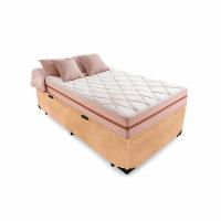Cama Box Baú Solteiro 88 Suede Bege Com Colchão Pillow Angel Molas Ensacadas 63x88x188 - 1