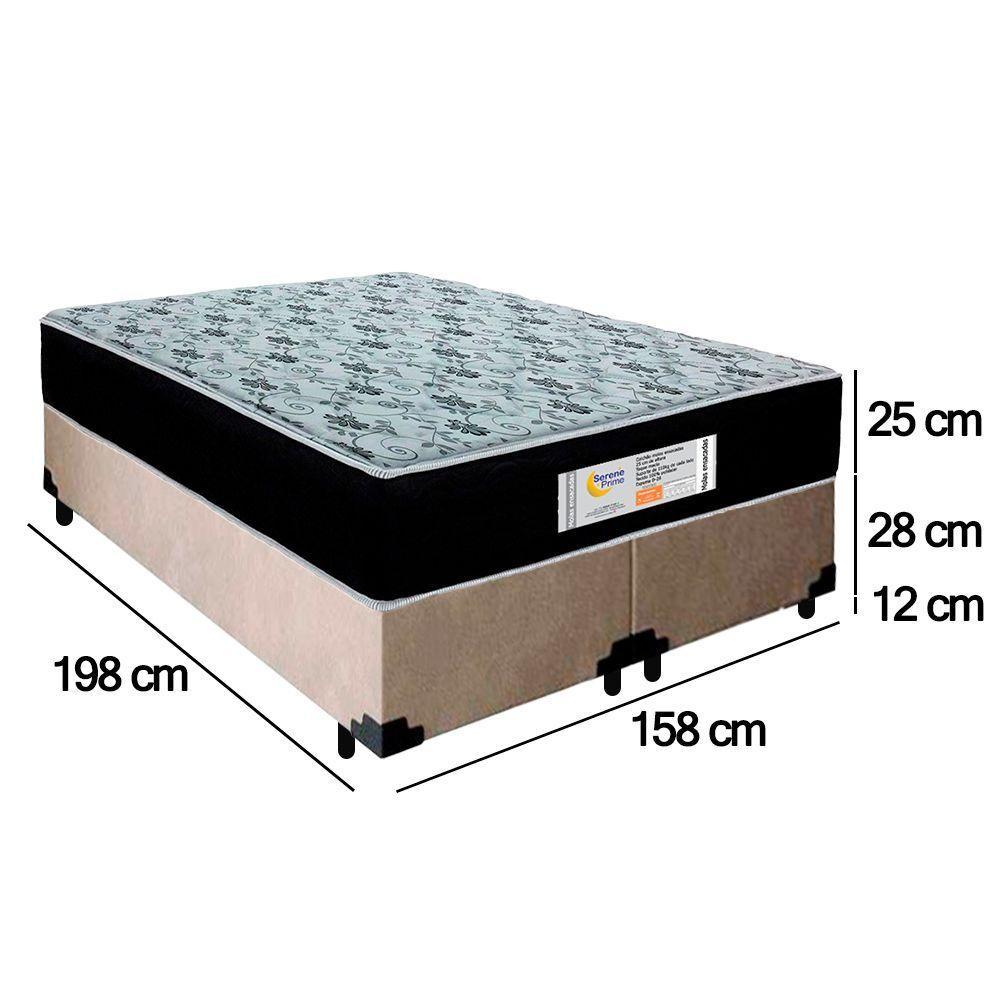 Cama Box Queen Bipartido Suede + Colchão Molas Ensacadas Sereneprime Sonnolux 158x198x65 Cor:bege - 4