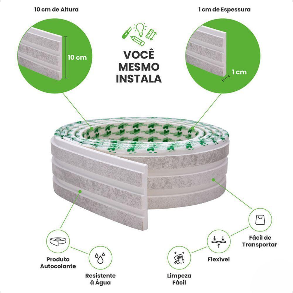 Painel Ripado De Eva Laminado Autocolante Flexível Rolo 10mt Linha Urban White Com Textura | Branco - 4