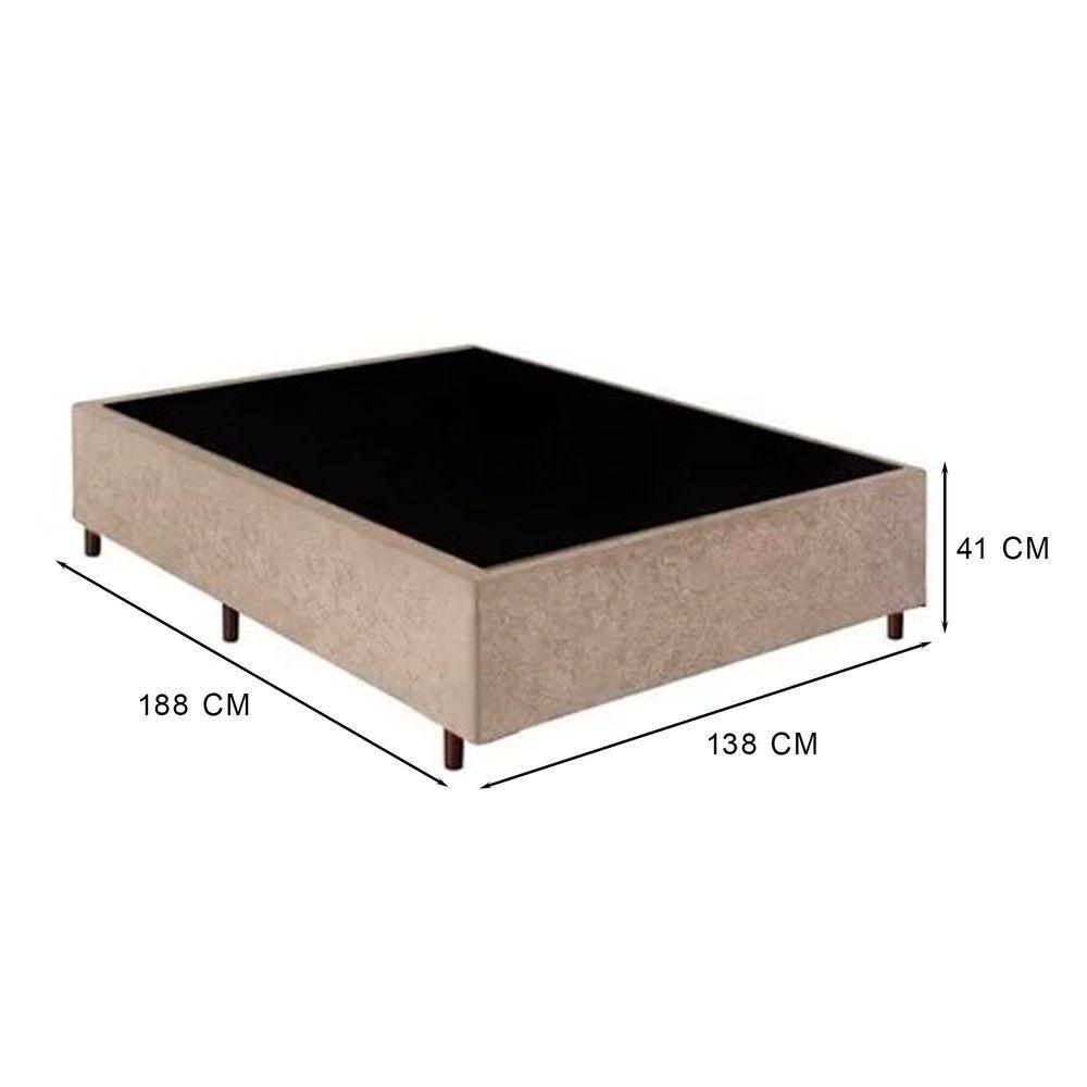 Cama Box Casal 138 Suede Bege Com Colchão Alegro Espuma D28 Cinza - 57x138x188cm - 2