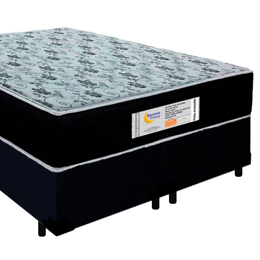 Cama Box Queen Bipartido Suede + Colchão Molas Ensacadas Sereneprime Sonnolux 158x198x65 Cor:preto - 6