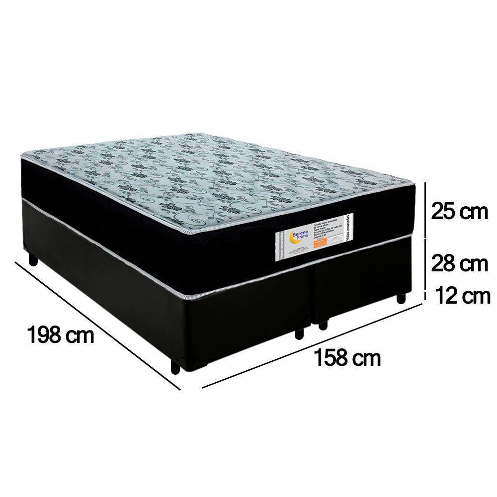 Cama Box Queen Bipartido Sintético + Colchão Molas Ensacadas Sereneprime Sonnolux 158x198x65 Cor:preto - 4