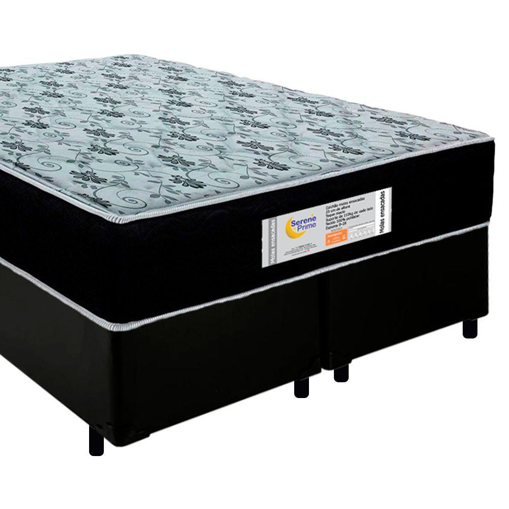 Cama Box Queen Bipartido Sintético + Colchão Molas Ensacadas Sereneprime Sonnolux 158x198x65 Cor:preto - 6
