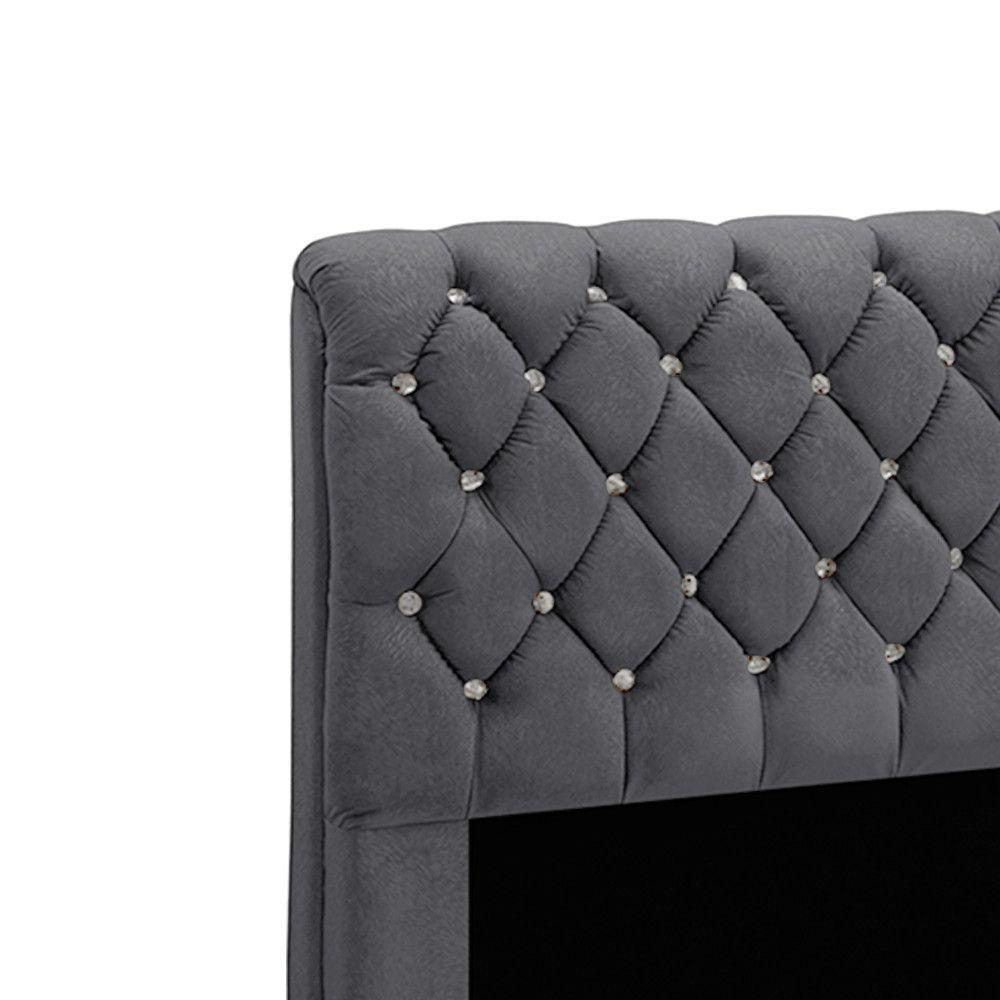 Cabeceira Para Cama Casal Box 140 Cm Fernanda Veludo Chumbo Chumbo - 3