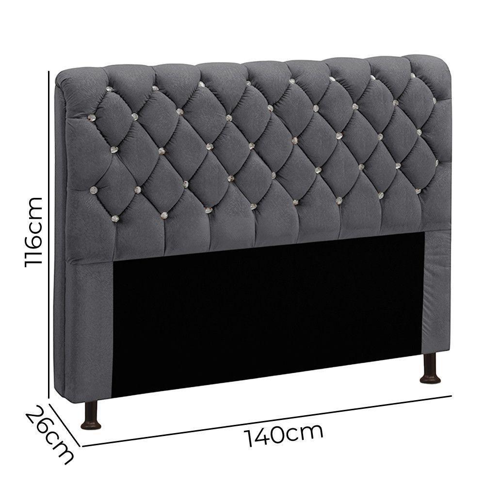 Cabeceira Para Cama Casal Box 140 Cm Fernanda Veludo Chumbo Chumbo - 5