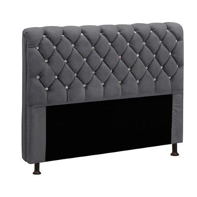 Cabeceira Para Cama Casal Box 140 Cm Fernanda Veludo Chumbo Chumbo