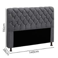 Cabeceira Para Cama Casal Box 140 Cm Fernanda Veludo Chumbo Chumbo - 5