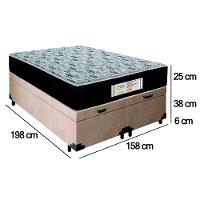 Cama Box Baú Queen Bipartido Suede + Colchão Molas Ensacadas Sereneprime Sonnolux 158x198x69 Cor:bege - 3