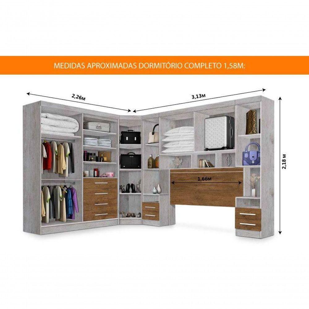 Dormitório Completo Ja Avelã P/ Cama Box 1,58M Queen Avelã - 2